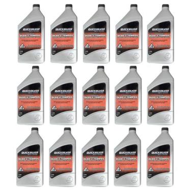 Imagem de Óleo Motores de Popa 2T Quicksilver TCW3 1 Litro Kit Com 15 Litros - M