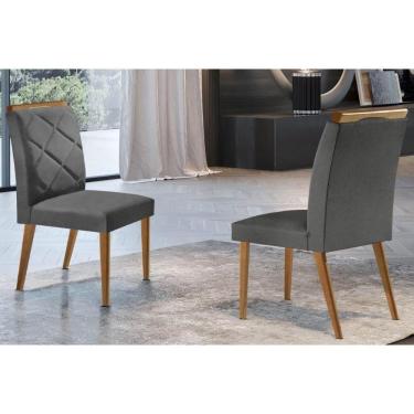 Imagem de Kit 2 Cadeiras Sala Jantar Melissa 2 Un Madeira Capuccino-linho Grafite - Rufato