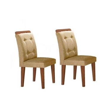 Imagem de Kit 2 Cadeiras Sala Jantar Imperatriz 2 Un Madeira Capuccino-linho Bege Turim - Rufato