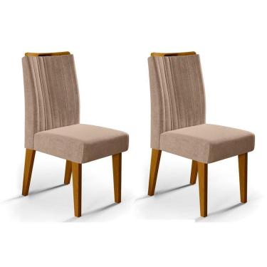Imagem de Kit 2 Cadeiras Sala Jantar Isis  2 Un Ipê/Veludo Kraft - DJ Móveis