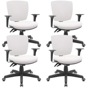 Imagem de Kit 04 Cadeiras De Escritório Executiva Office Giratória Preto Baixa F