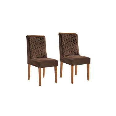 Imagem de Cadeira Sala de Jantar Dafne Luxo Kit Imbuia Veludo Marrom