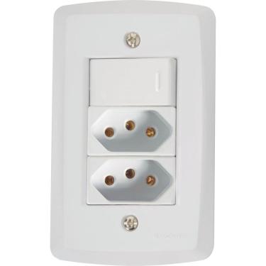 Imagem de Conjunto 4x2 Com 1 Interruptor Simples 10 A 250 V E 2 Tomadas 2p+t 20 A 250 V Lux2 Branco