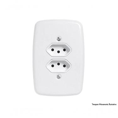Imagem de Tomada Dupla Ideale Br 2pt+t C/pl 10a 250v 3213 C/12pcs
