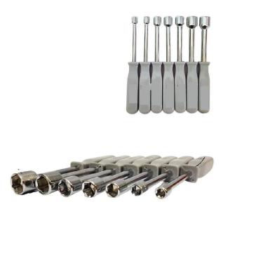 Imagem de Kit Chaves Canhao Jogo 7 Pecas Profissional Aco Sextavada 5 A 12mm