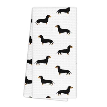 Imagem de EGBTL Toalhas de cozinha Dachshund, presentes de dachshund para mulheres, toalhas de mão de cães para decoração de banheiro, presentes de cachorro Weiner para amantes de Dachshund panos de prato para