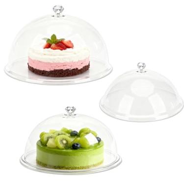 Imagem de AquaLume 3 cúpulas de acrílico redondas transparentes, suporte de bolo de acrílico para se manter fresco – ideal para entusiastas de bolos, restaurantes e mesas de jantar, perfeito para exibição de