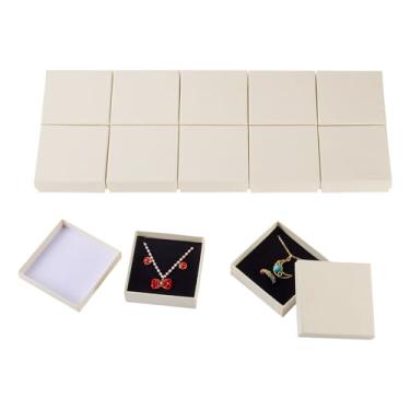 Imagem de Handship 12 caixas de joias de papel de papelão, 9 x 9 x 2 cm, pequenas caixas de presente quadradas, colar, brincos, caixa de anel, caixa de embalagem de joias preenchida com esponja para casamentos