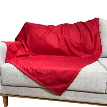 Imagem de Capa para Sofá, Manta para Sofá em Suede Liso Aveludado, 1.40m/2m/3m(Vermelho,4 Lugares (2,00x1,40m))