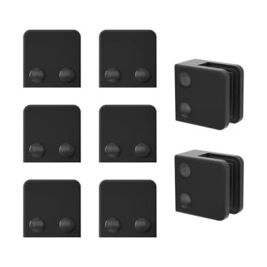 Imagem de Braçadeira de vidro - Aço inoxidável 304/316 Flat Back Square 1/10.2 cm-3/20.3 cm (6 mm-10 mm) Suporte de clipe de vidro temperado polido para corrimão de balaustrada (AISI304-preto, pacote com 8)