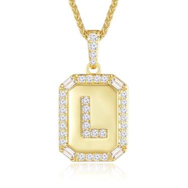 Imagem de Peeshow Colares femininos com inicial de ouro 18 quilates, colar de corrente com pingente de letra delicada, joias femininas de ouro, presentes para mulheres, esposa, mãe, filhas, aniversário