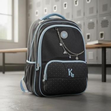 Imagem de Mochila Jeans Matelasse Escolar Grande Feminina Estilo Kika - D Presen