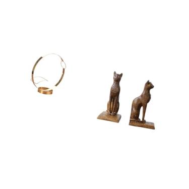 Imagem de Fenteer Organizador Elegante de Porta-vinhos de Metal com Suporte para Livros de Estátua de Gato Egípcio para Exibição de Bebidas para Adultos E Suporte Decor