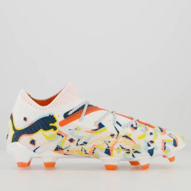Imagem de Chuteira Puma Future 7 Ultimate Creativity FG/AG Campo Branca e Laranja-Masculino