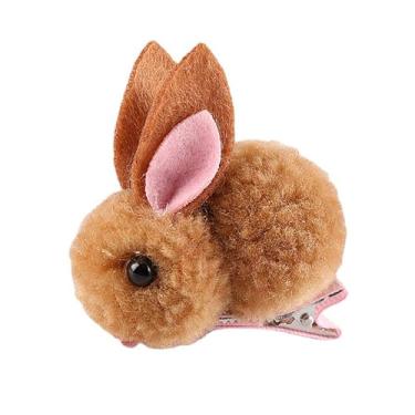 Imagem de ZJchao Grampo de Cabelo de Coelho de Desenho Animado Fofo, Grampo de Cabelo de Coelho de Pelúcia Macio Feito à Mão para Crianças, Fixação Segura Antiderrapante, Com Uso Multiuso para
