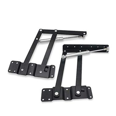 Imagem de 2 Pcs Preto Dobrável Mesa Mesa Dobradiça Móveis Levantando Mecanismo de Telhado Dobradiça Hardware Levantando Moldura De Café Computador Table Frame YYDFPIIA