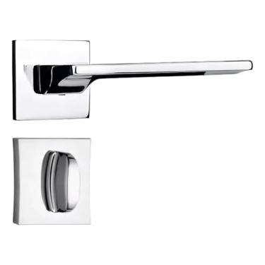 Imagem de Fechadura Safira Banheiro Roseta Quadrada Cromado 55mm União Mundial