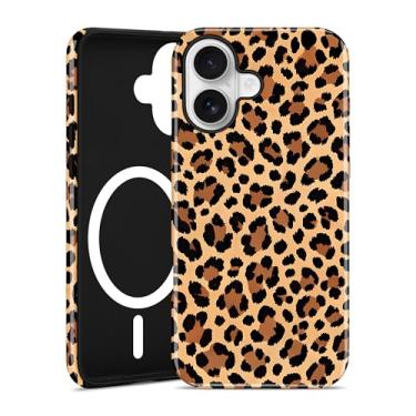 Imagem de Aitipy Capa de telefone magnética Cheetah para iPhone 17, compatível com MagSafe, linda estética marrom estampa de leopardo TPU macio e policarbonato rígido à prova de choque capa protetora para