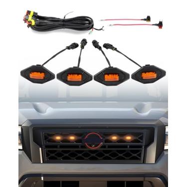 Imagem de Seven Sparta Luzes LED para churrasqueira compatíveis com Nissan Frontier S SV PRO-X PRO-4X SL 2022-2024 para cama longa SV Hardbody Edition grade OEM, acessórios Nissan Frontier (concha âmbar com