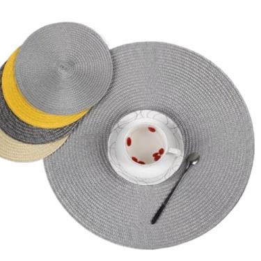 Imagem de Jogo Americano Redondo Sousplat de Mesa 38cm - Kit 4 ou 6 Peças para Jantar, Mesa Posta e Cozinha(Prata,6)