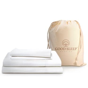 Imagem de Jogo de cama branco Queen 800 fios - 4 peças - 100% algodão puro para o máximo conforto - Roupa de cama luxuosa de alta contagem de fios - Lençol com elástico de bolso profundo de 40,64 cm - Respirável e macio - Feito com tecido de algodão premium
