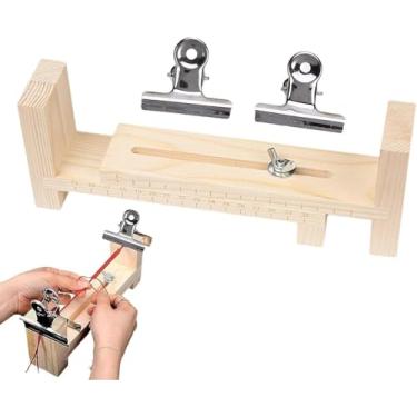 Imagem de Pluzmecalm Fabricante de pulseiras, gabarito de madeira U Shap lear Scale com kit de ferramentas de nó, kit de ferramentas de tecelagem de artesanato faça você mesmo para trançar pulseiras artesanais