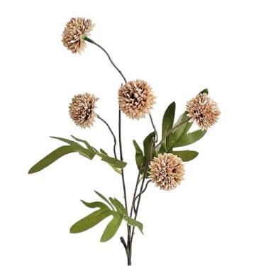 Imagem de Buquê Artificial De Dente De Leão E Rosa-1 Peça Tem Flores Artificiais De Seda De 5 Cabeças Com Folhas De Eucalipto (Café leve)