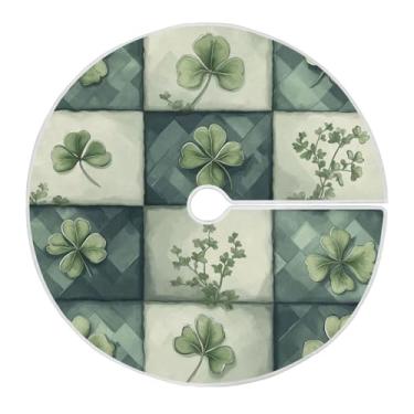 Imagem de Blueangle Saia de árvore xadrez verde de São Patrício de 118 cm para decoração do dia de São Patrício (521)