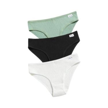 Imagem de Conjunto De 3 Calcinhas Femininas De Algodão Macio E Respirável, Cores