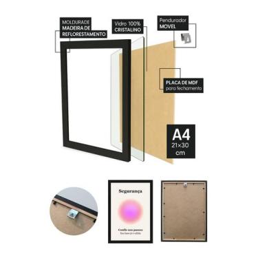 Imagem de Quadro Segurança/Força/Confiança com Vidro e Moldura Preta Tamanho:21c