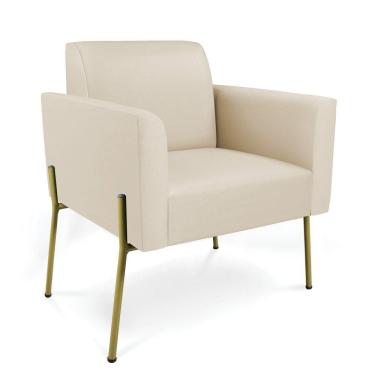 Imagem de Poltrona Pé De Ferro Dourado Para Sala Marisa Corino D03 Bege