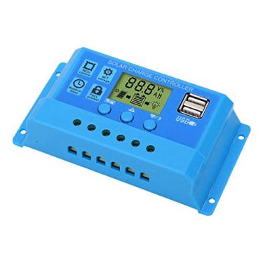 Imagem de KIMISS Controlador de Carga Solar PWM Ajustável Com Display LCD, Saída USB Dupla de 12V/24V, Compatibilidade Com Múltiplas Baterias e Recursos de Proteção Aprimorados - Azul (#12)