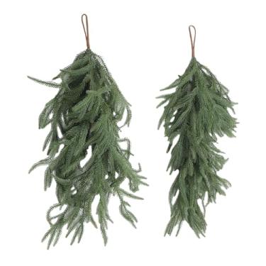 Imagem de GLOGLOW Garland de Pinheiro de Norfolk, 2 PCs de 26,7 Polegadas de Pinheiro de Pinheiro Guirlanda Plástico de Plástico Com Loop Suspenso para Lareira Decoração da Parede da Porta da