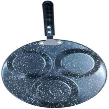 Imagem de Frigideira, 3 divisorias, antiaderente, ovos, cozinha, preparar, panelas, preta, eficiente.