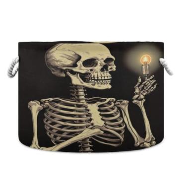 Imagem de WELLDAY Cesta de corda de algodão esqueleto segurando uma ideia cesta leve para lavanderia de bebê para sala de estar, lavanderia, berçário, travesseiros, decoração de casa