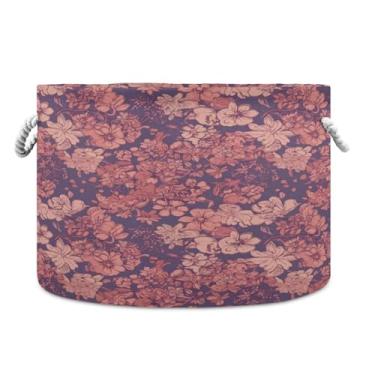 Imagem de WELLDAY Cesta de corda de algodão flores cesta de lavanderia para bebê para sala de estar, lavanderia, berçário, travesseiros, decoração de casa