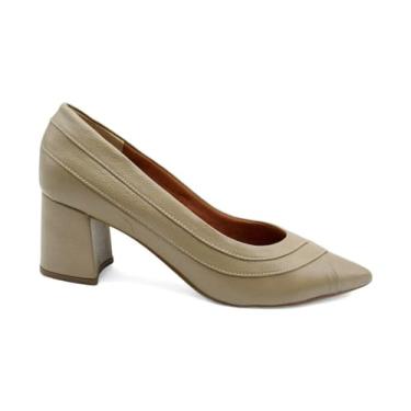 Imagem de Scarpin Feminino Marlinês de Couro 6291 Salto Bloco