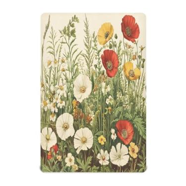 Imagem de STAYTOP Lindo lençol de berço de flores silvestres para meninos e meninas, lençol com elástico para berço padrão e colchão infantil, de microfibra supermacia, 99 × 69 × 5 cm