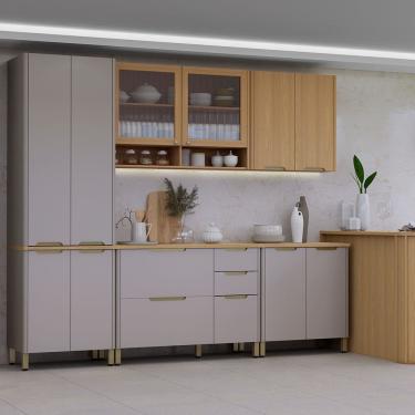 Imagem de Cozinha Modulada Completa 6 Pecas com Tampo e Bancada Lumina 100 MDF Luciane Moveis