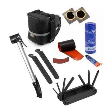 Imagem de Kit Reparo Bike Bolsa Selim Bomba Canivete Remendo Espatula - Vulcafle