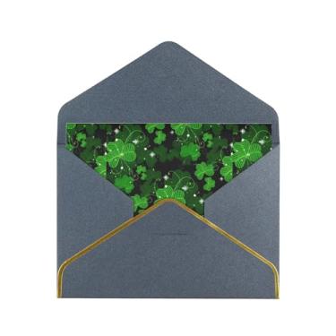 Imagem de SKKNT Cartões de felicitações com estampa de folhas do dia de São Patrício para todas as ocasiões, convites de festa de aniversário de casamento, 12,7 x 15,2 cm