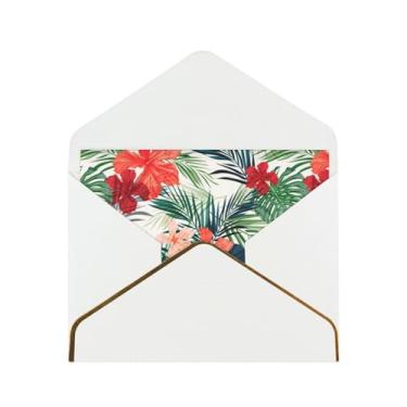 Imagem de SKKNT Folhas de vegetação com flores de hibisco cartões de felicitações para todas as ocasiões, convites de festa de aniversário de casamento, 12,7 x 15,2 cm