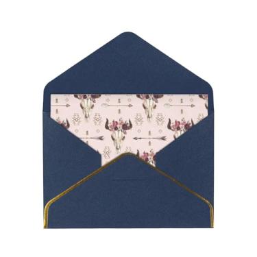 Imagem de Cartões comemorativos com estampa tribal de caveira de touro para todas as ocasiões, convites de festa de aniversário de casamento, 12,7 x 15,2 cm