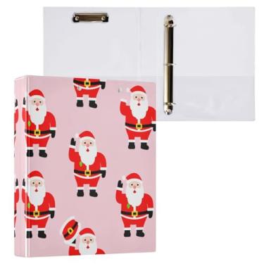 Imagem de STAYTOP Lindo organizador de fichário redondo de Papai Noel, fichário de 3 anéis com prancheta (carta A4), fichário fofo para material de escritório escolar