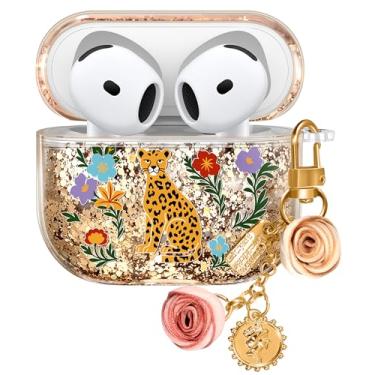 Imagem de Joyleop Capa protetora de silicone rígido para Airpods 4 para Airpods 4ª geração 2024 capa protetora de silicone rígido para Airpods 4ª geração 2024 capa com Keychian