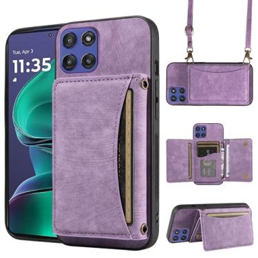 Imagem de Capa de telefone para Motorola Moto G Stylus 5G 2025 capa carteira com alça de ombro transversal, couro PU, porta-cartão de crédito, bolso fino, acessórios para celular, bolsa flip para celular G5
