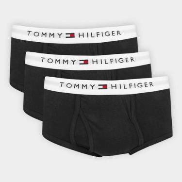 Imagem de Kit Cueca Slip Tommy Hilfilger Algodão Elástico 3 Peças, Preto, P