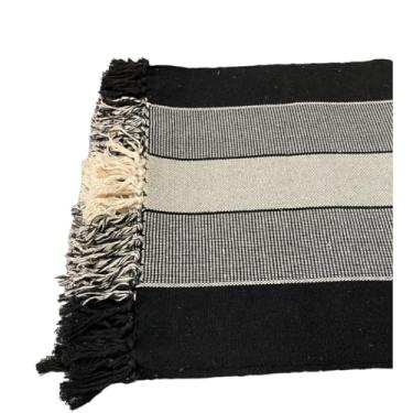 Imagem de Jogo de Passadeira de Tear, Tapete de Cozinha, 3 Peças(PRETO FX BRANCO-T)