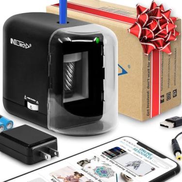 Imagem de Apontador de lápis elétrico - bônus adicional de tutoriais de desenho biblioteca online. Plugue CA multi alimentado portátil e operado por bateria. Para artista, sala de aula de arte, escritório, crianças pequenas