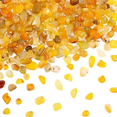 Imagem de Pedra de ágata amarela e leitosa marinha de 450 g Pedra preciosa grande com pedras trituradas de 0,85 cm - 1,27 cm Pedra triturada Cristal natural Quartzo perfeito para fazer joias decoração de casa (amarelo)